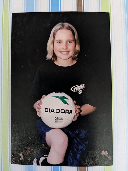 Childhood soccer portrait of Kirsten, production specialist at sportsline photography