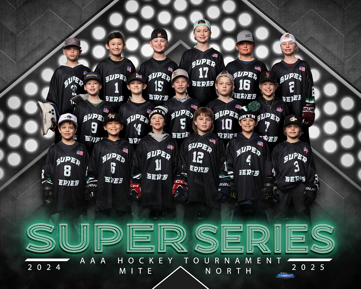 boys hockey team photo super series mn black uniforms